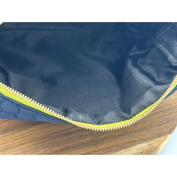 Aimee Kestenberg Cosmetic Bag Tote Quilted Puffer Navy Blue Zip Belt Handle - Picture 11 of 13